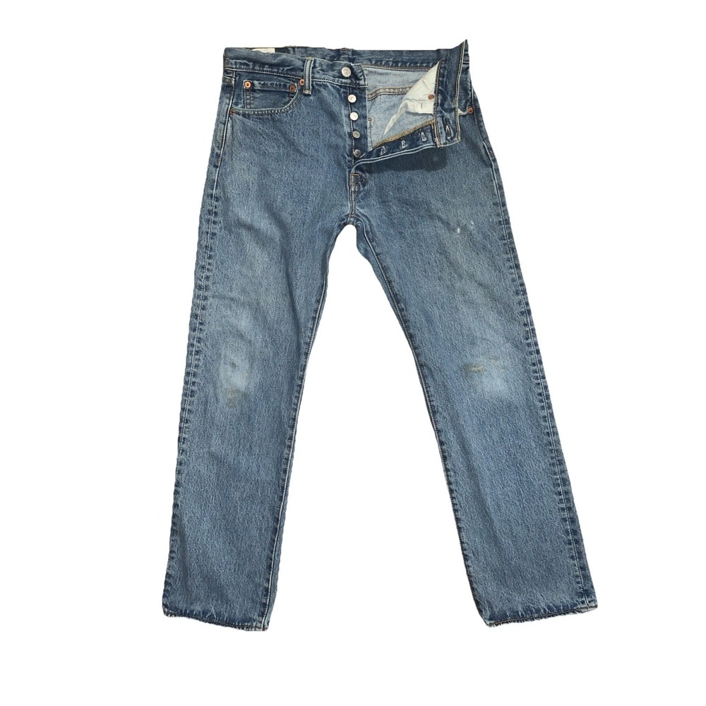 Levis 501‎ Original Fit Button Fly Jeans Mens 32x30 (29) Blue Straight Leg Denim